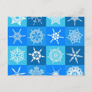 Blaue Schneeflocken Postkarte