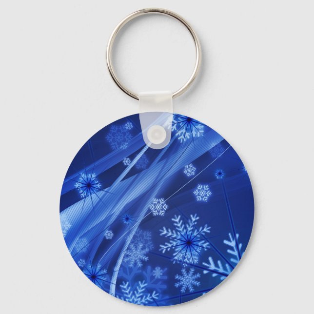 Blaue Schneeflocken Schlüsselanhänger (Vorderseite)