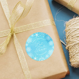 Blaue Schneeflocken Schneeflocken Schneeflocken Runder Aufkleber