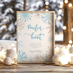 Blaue Schneeflocken Schnuller Jagd Poster