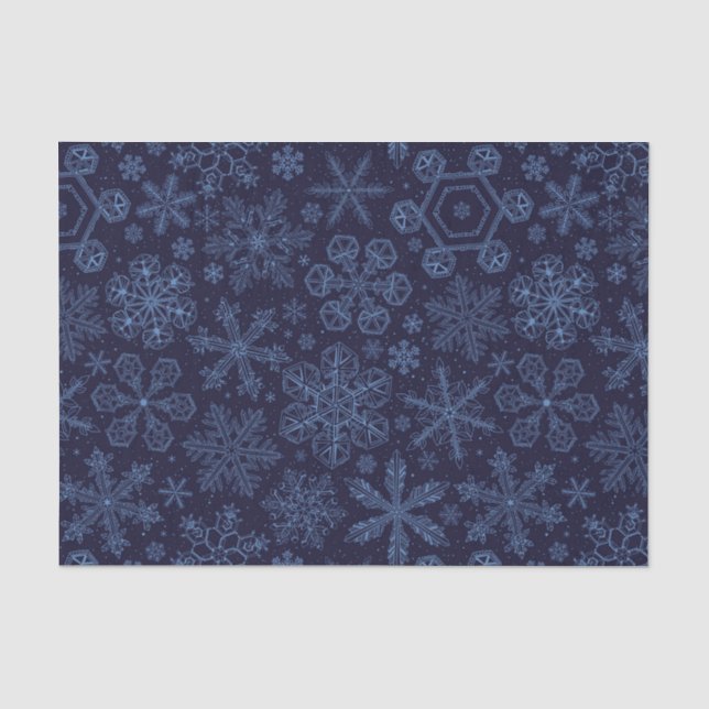 Blaue Schneeflocken Seidenpapier (Vorderseite)