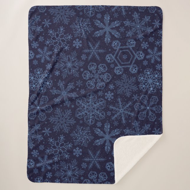 Blaue Schneeflocken Sherpadecke (Vorderseite)