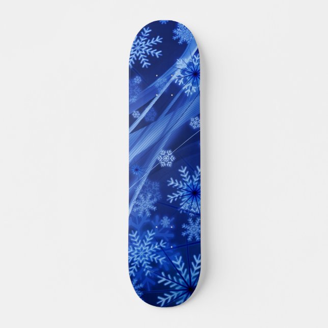 Blaue Schneeflocken Skateboard (Vorne)