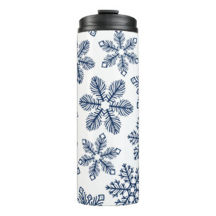 Blaue Schneeflocken Thermosbecher