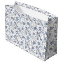Blaue Schneeflocken und Wirbel Kleiner Druck