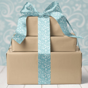 Blaue Schneeflocken und Wirbel Weihnachten Satinband