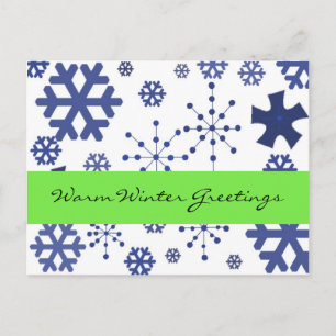 Blaue Schneeflocken Warme Wintergrüße Postkarte