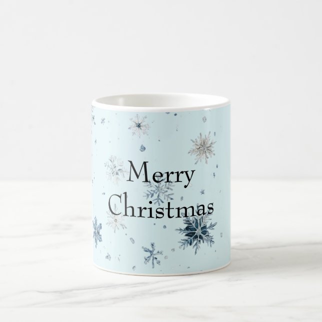Blaue Schneeflocken Weihnachten Kaffeetasse (Mittel)