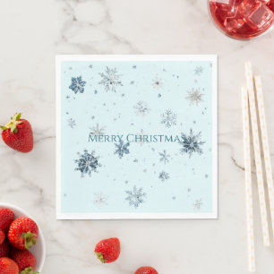 Blaue Schneeflocken Weihnachten Serviette