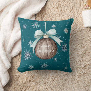 Blaue Schneeflocken Weihnachts-Kokosnuss-Schleife Kissen