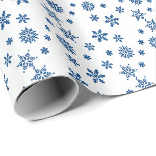 Blaue Schneeflocken Weihnachtsfeiertag Geschenkpapier