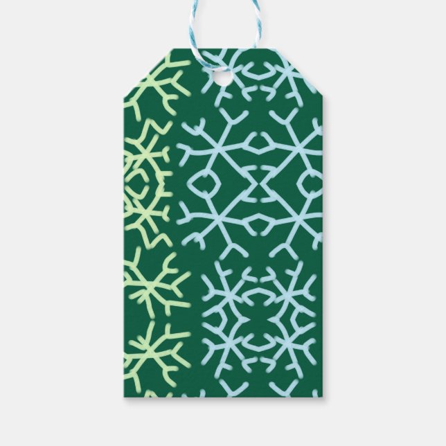 Blaue Schneeflocken Weihnachtsmuster Schneemuster Geschenkanhänger (Vorderseite)