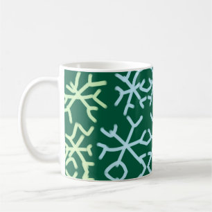 Blaue Schneeflocken Weihnachtsmuster Schneemuster Kaffeetasse