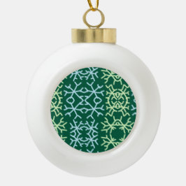 Blaue Schneeflocken Weihnachtsmuster Schneemuster Keramik Kugel-Ornament