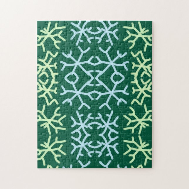 Blaue Schneeflocken Weihnachtsmuster Schneemuster Puzzle (Vertikal)