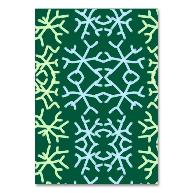 Blaue Schneeflocken Weihnachtsmuster Schneemuster Tischnummer (Vorderseite)