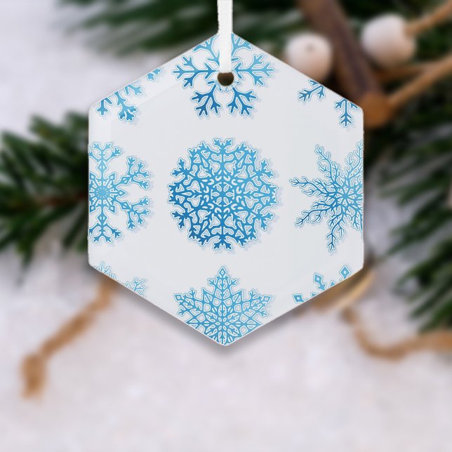 Blaue Schneeflocken Weiße Weihnachten Ornament Aus Glas (Von Creator hochgeladen)