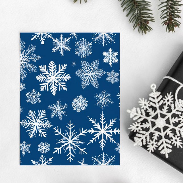 Blaue Schneeflocken Winter Postkarte (Von Creator hochgeladen)