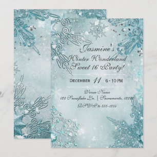 Blaue Schneeflocken Winter Wonderland Weihnachtsfe Einladung