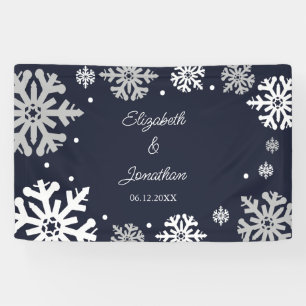 Blaue Schneeflocken Winterhochzeit Banner