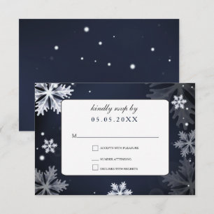 Blaue Schneeflocken Winterhochzeit uAwg Einladung