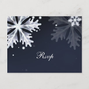 Blaue Schneeflocken Winterhochzeit uAwg Einladungspostkarte