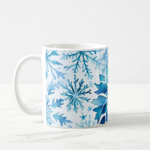 Blaue Schneeflocken Wintermagie wart  Kaffeetasse
