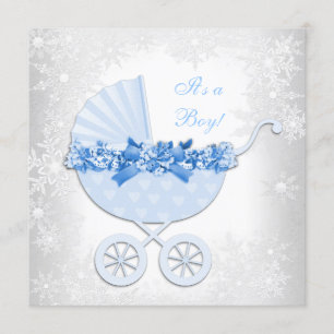 Blaue Schneeglöckchen Winter Wonderland Babyparty Einladung
