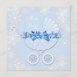 Blaue Schneeglöckchen Winter Wonderland Babyparty Einladung