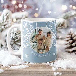 Blaue Schneegotische Wintermärchen-Foto-Weihnachte Kaffeetasse