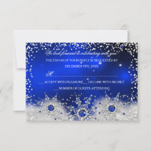 Blaue Schneekristall-Weihnachtsfeier RSVP Karte