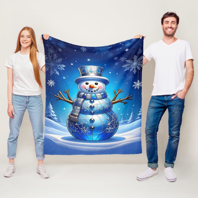 Blaue Schneemann-Schneeflocken-Flanelldecke Fleecedecke (Beispiel)