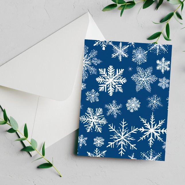 Blaue Schneesterne Winter Feiertagskarte (Von Creator hochgeladen)
