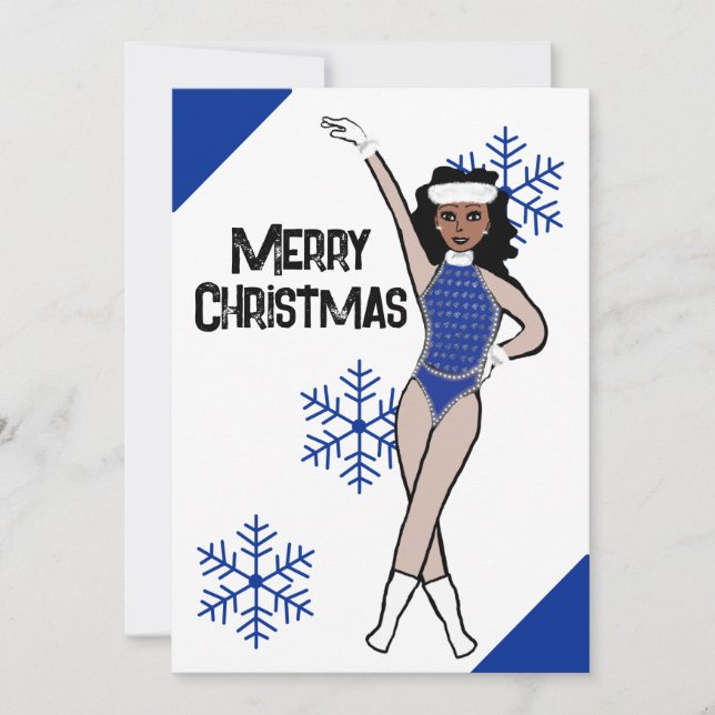 Blaue Schneetänzer-Weihnachtskarte B Feiertagskarte (Vorderseite)