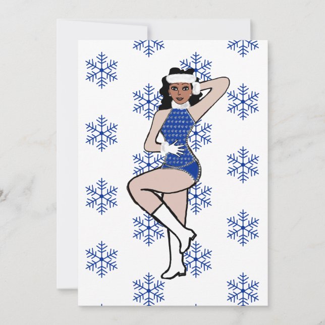 Blaue Schneetänzer-Weihnachtskarte Feiertagskarte (Vorderseite)