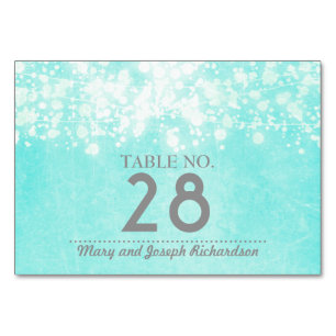 Blaue Schnur beleuchtet Hochzeit Tischnummer