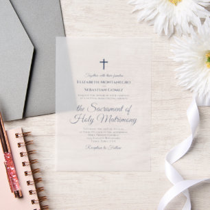 Blaue Schrift Elegant Moderne katholische Hochzeit