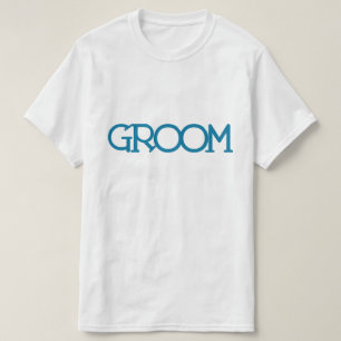 Blaue Schrift "Groom"   Hochzeitsfeier T-Shirt