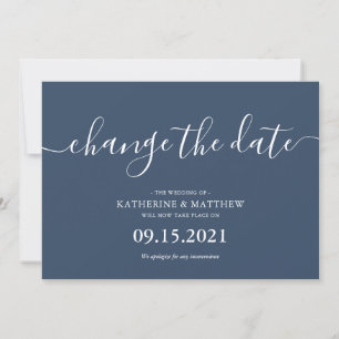 Blaue Schriftart Typografie Ändere das Datum Hochz Save The Date