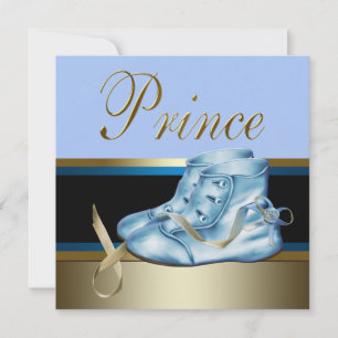 Blaue Schuhe Blau Gold Prinz Baby Shower Einladung