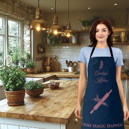 Blaue Schürze mit Rolling Button und Rosemary