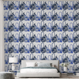 Blaue Schwäne Aquarell-Kunst Tapete