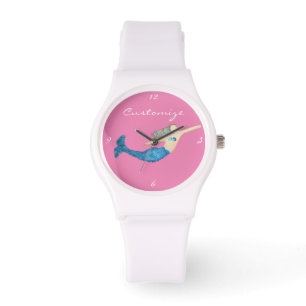Blaue Schwanz Meerjungfrau schwimmen Thunder_Cove Armbanduhr