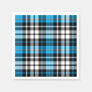 Blaue Schwarz-Weiß-Karierte Tartan-Muster-Design Serviette