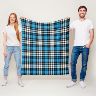 Blaue Schwarz-Weiß-Karo-Tartan-Musterdesign Fleecedecke