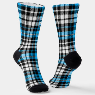 Blaue Schwarz-Weiß-Karo-Tartan-Musterdesign Socken
