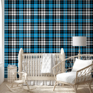 Blaue Schwarz-Weiß-Karo-Tartan-Musterdesign  Tapete