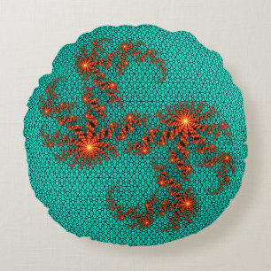 Blaue schwarze abstrakte Mandala-Muster Rundes Kissen