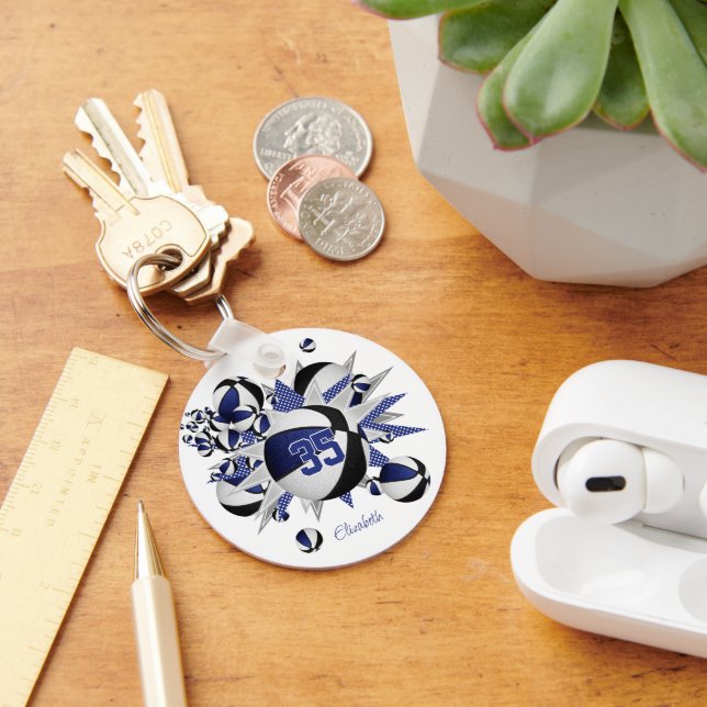 blaue schwarze Basketball-Blowout-Girl-Nummer Schlüsselanhänger (Schreibtisch)