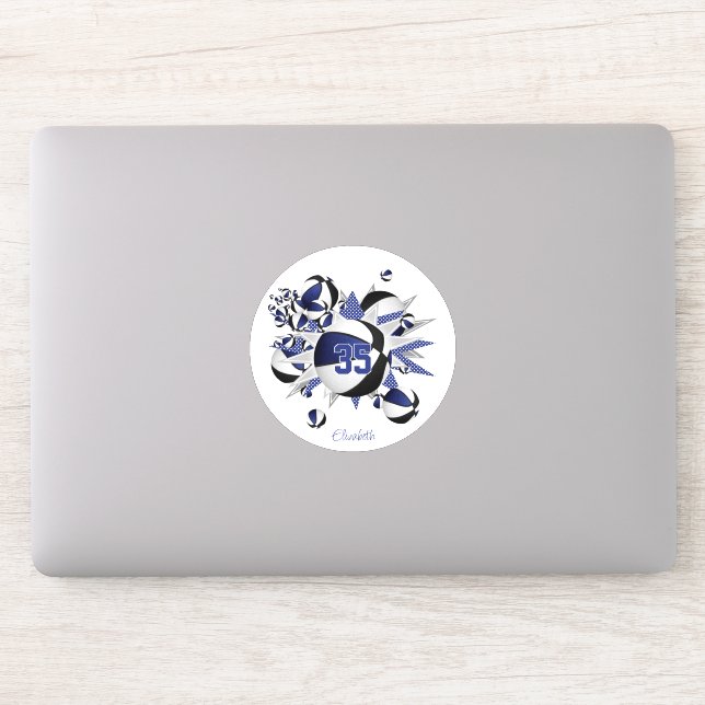 Blaue schwarze Basketball-Stars Jeronnummer Aufkleber (Computer)